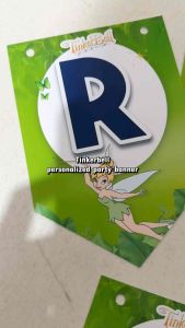 Partify TINKER BELL theme party banner personalize happy birthday party needs letter name banner with free string customizable bunting for kids boys and girls