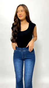 Celana Jeans 7/9 Cutbray Wanita Pinggang Karet Premium Grade A