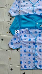 Paket 6pcs Setelan Baju Celana Bayi Lengan Panjang Baru Lahir Baby NewBorn Seri Biru