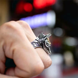 Cincin Elegan Desain Kepala Anubis (Adjustable)