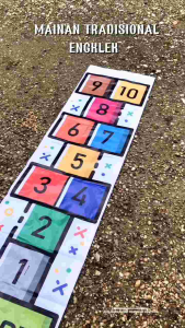 Mainan Tradisional Engklek Hopscotch Jingkat Tengge Tengge Activity Games Anak TK Paud SD