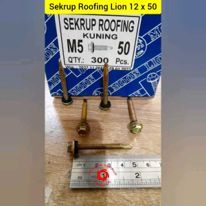 (50 pcs) Sekrup Roofing Moon Lion 12x50 / Sekrup Roofing Kuning 5cm