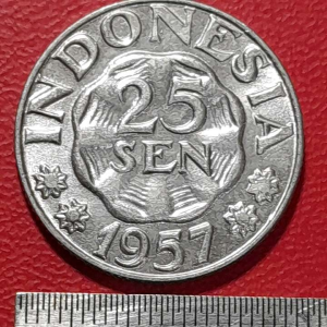 Koin Indonesia Koleksi kuno 25 sen Aluminium Tahun 1957