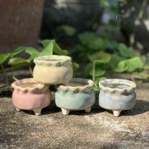 Chậu trồng cây sen đá/xương rồng nhập Trung miệng bèo màu đơn