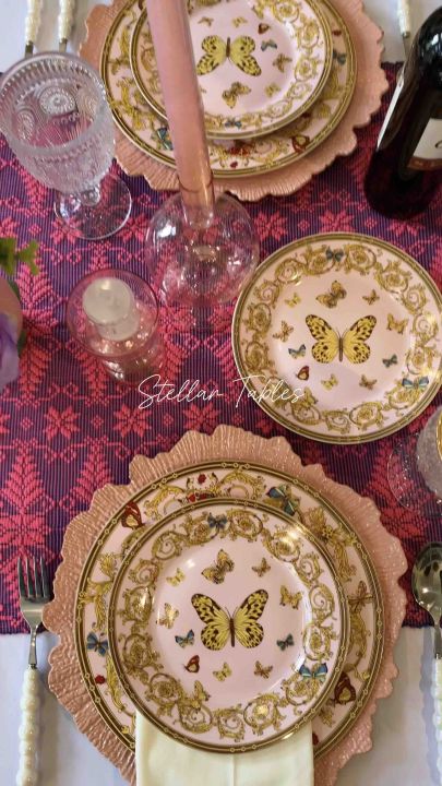 2-pc Versace-Inspired Butterfly Plate Set Lazada PH