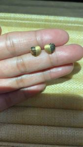 PAWNABLE 18K Saudi Gold Heart Half Dia Cut Earrings(Lightweight/Small lock)✨