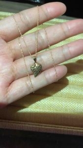 PAWNABLE 18K Saudi Gold Twisted Necklace(thin) with 18K Gold Pointed Dia Cut Heart Pendant ✨