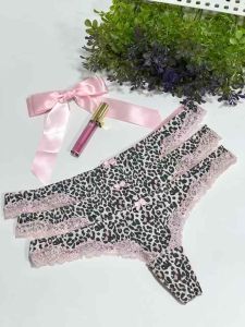 G1 จีสตริงลายเสือสีโทนชมพู+เทาหวาน เอวต่ำ ไซส์ XL เอว 30 ยืดได้ 48 นิ้ว เป้ายาว 7.5 นิ้ว ผ้าไนลอน+ผ้าไลคร่า ผ้านุ่มมือยืดได้ แต่งลูกไม้