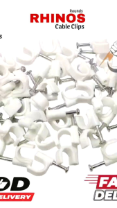 (6 KOTAK )PAKET GROSIR KLEM KABEL LISTRIK PAKU BETON 7 MM 1 KOTAK ISI 50 PCS RHINOS/CABLE CLIPS 7 MM