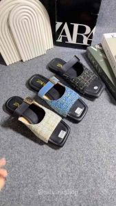 Sandal Zara Flat Bentuk Kotak Rajut Tweet Sandal Wanita Kekinian Kode SM10