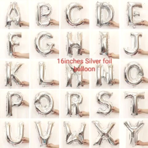 SILVER color DO IT YOUR SELF letter and number balloon size 16 inches