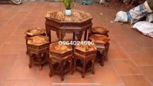 bộ bàn ghế lục lăng gỗ Cẩm 7 món