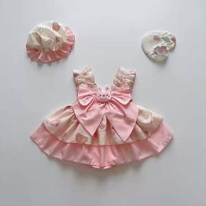 (3-12kg) Body LolitaThỏ Hồng NHÍM XÙ KIDS Cho Bé Gái Sơ Sinh Đầy Tháng Thôi Nôi B104