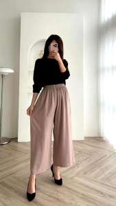 Celana kulot wanita Terbaru Nyaman highwaist Bahan Crinkle Airflow