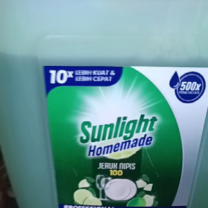 Sunlight Homemade Jeruk Nipis 100 Professional Dishwashing Liquid 5L 10x Grease & Dirt Removal 500 Washes