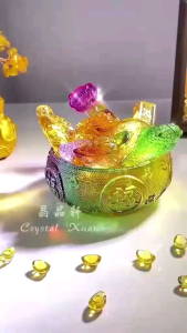 [MY🇲🇾 Ready Stock]💎✨琉璃聚宝盆摆件 1套 Glazed Crystal Wealth Pot Ornament Set  ｜招财进宝 ✦ 富贵满盈 ✦ 能量聚集 ✦ 财运滚滚｜