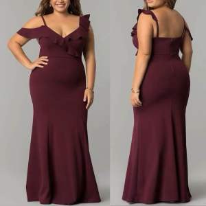 Maroon elegant long evening formal gown- Xlarge