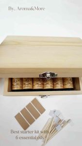 Aroma&More ชุด Essential oil Kits - starter kits ชุดอุปกรณ์ผสมน้ำมันหอมระเหย ขนาดกลางมี 6 กลิ่นสุขนาด 10มล ดคุ้ม สำหรับผู้เริ่มต้นผสมน้ำมันหอมระเหย 10ML