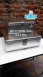ICEBOX COOLER BOX WADAH KOTAK PETI ES POTONG MAMBO SUSU ALUMUNIUM TEBAL 4MM DENGAN PENGAIT VELCRO DINGIN BEKU SEHARIAN UKURAN BOX ES 5KG DAN 10KG
