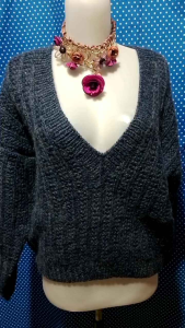ATASAN WANITA RAJUT CROP BIRU 558