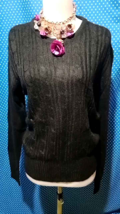 ATASAN WANITA RAJUT HITAM(LESPOIR) 563