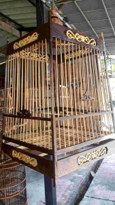 กรงฟังลาย 15ซี่ ไม้แกน ซี่ไม้ไผ่รมควัน #ทำเองขายเอง #สินค้าพร้อมส่งจ้า