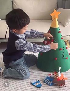 Christmas DIY Felt Tree Kids Art Craft | Non-Woven Fabric Hanging Xmas Decoration 圣诞手工DIY毡布圣诞树 儿童房间墙面挂饰 亲子早教创意圣诞装饰