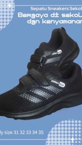 Sepatu Sekolah Anak TK SD SMP Laki-Laki Perempuan Terbaru COD Gratis Ongkir Hitam Polos