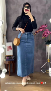 Rok Jeans Skirt Theana Korean Style -  Anti kusut bahan premium Grade A