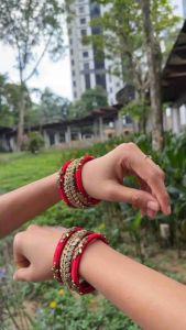 Premium Silk Thread Bangles Red/ Deepawali gifts/ Pooja gifts/ return gifts/ return favours / Diwali gifts / ndian Bangles with Kundan