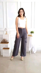 Celana Panjang Culotte Cargo Pants Bahan Premium Korean SoftJeans MONDAE