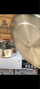 frying pan双耳不锈钢平底锅家用商用摆摊煎锅加厚电磁炉通用煎饼锅商用摆摊