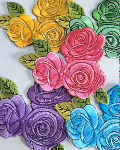 patch bunga rose/aplikasi bordir/patch iron