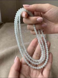 Chuỗi 3 vòng quấn tay(vòng cổ) hạt đá ngọc cẩm thạch A tự nhiên 4li nhỏ xinh may mắn