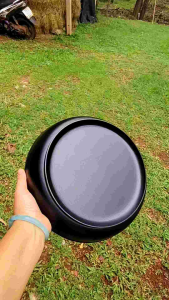 ฝาบาตรไม้ประดู่พ่นสีดำ ทรงตะโกพม่า