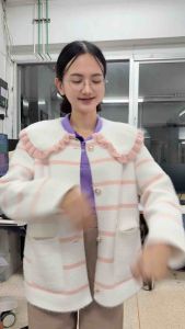 เสื้อคาร์ดิเเกนคอระบายน่ารัก หวาน ลุคคุณหนู