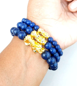 Gelang Manik Manik Lapis Lazuli Bracellet Pixiu Emas
