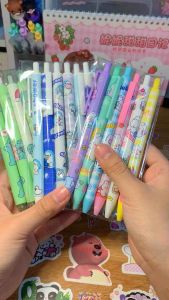 set 6 bút gel bấm hoạt tiết cute mực đen