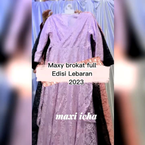 HJ - DIJAMIN REAL PICT / maxy dress brokat ICHA / dress kimono full brokat import / fashion muslim wanita best seller / dress pesta kondangan