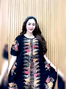Daster lowo jumbo busui batik cap ld 150cm daster kalong pendek rayon tebak