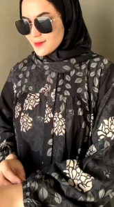 Gamis Hitam Viral Motif Terbaru // Gamis Hitam Lebaran Kekinian 2024 // Gamis Viral Hitam Free Hijab