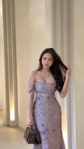 Dressfriends.bybf Aurora เดรสเกาะอก ปาดไหล่ Luxurious Silk Satin สวย ปึ้ง