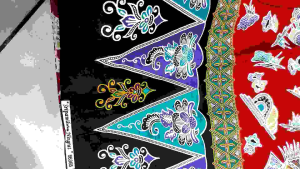 Kain Batik Ondel ondel Betawi katun / Bahan Batik ondel ondel (hrg 1 mtr)