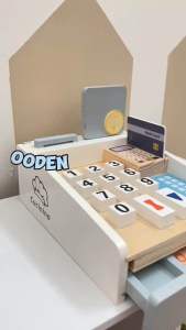 BabyBoss Wooden Dessert Toy Pretend Play Cashier Popcorn Cart Store Candy Sweet Waffle Mainan Kayu Juruwang Gula-gula