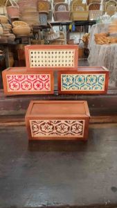 กล่องของขวัญ กล่องอเนกประสงค์ สานยกดอก งานไม้สวยทนแข็งแรง รุ่นฝาเลื่อนเปิดปิดได้