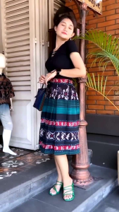 Green series-Rok tenun shafia model payung-baju tenun-dress tenun