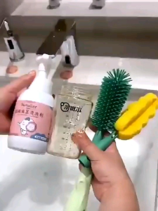 Sikat Botol Susu Bayi Silikon 3 in 1 Multifungsi