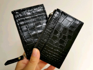 DaVee | Womens Leather card pouch Blue black  leather Coin Pouch leather Wallet Card holder