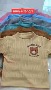 Combo 5 áo thun tăm mềm cổ cao 3cm cho bé trai bé gái từ 4-15kg cho bé 0-3 tuổi