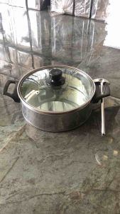 PANCI PRASMANAN / WAJAN MODERN 22cm STAINLES TUTUP KACA FREE CENTUNG